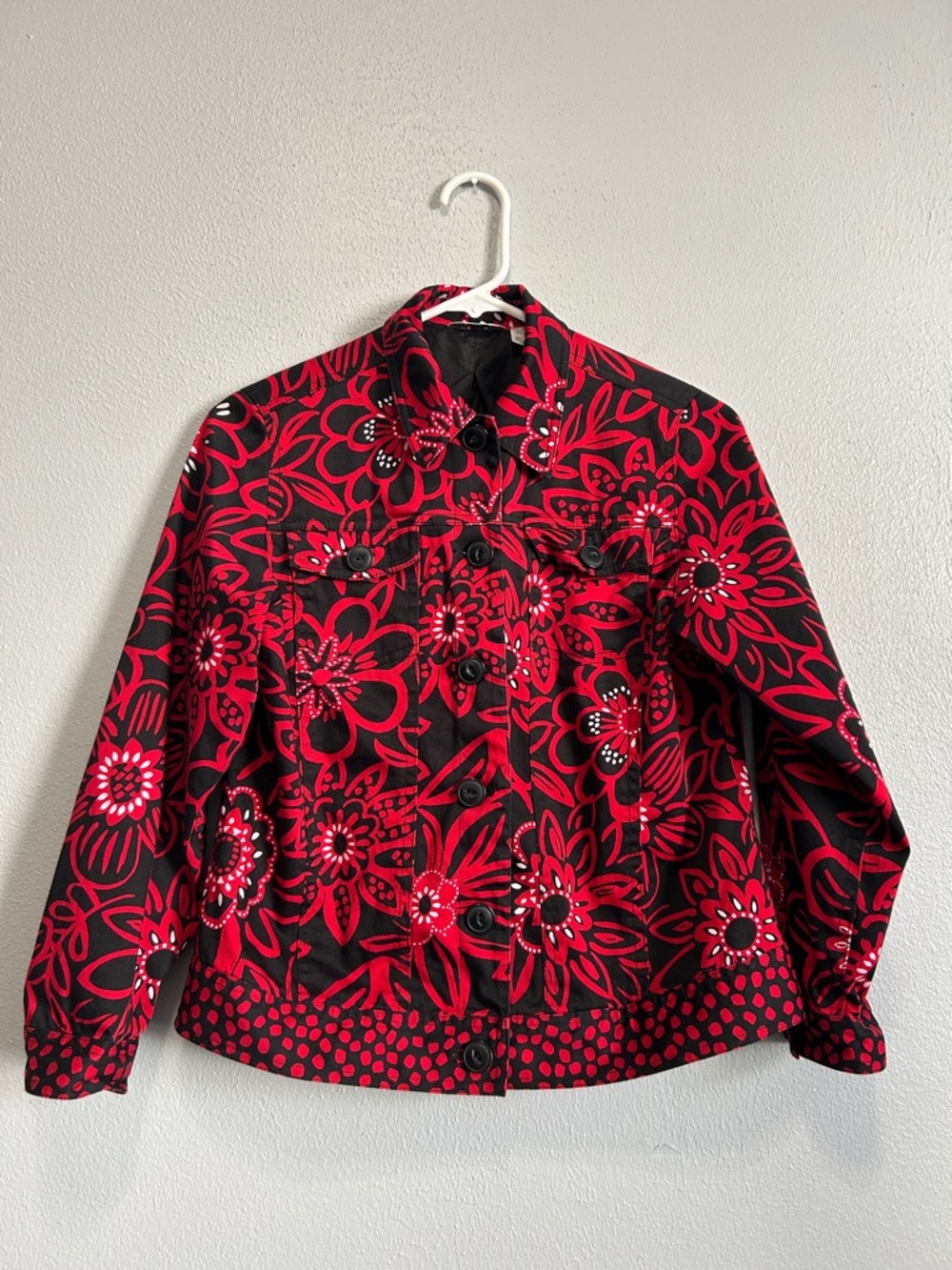 Laura Ashley Black and Red Floral Petite Jacket